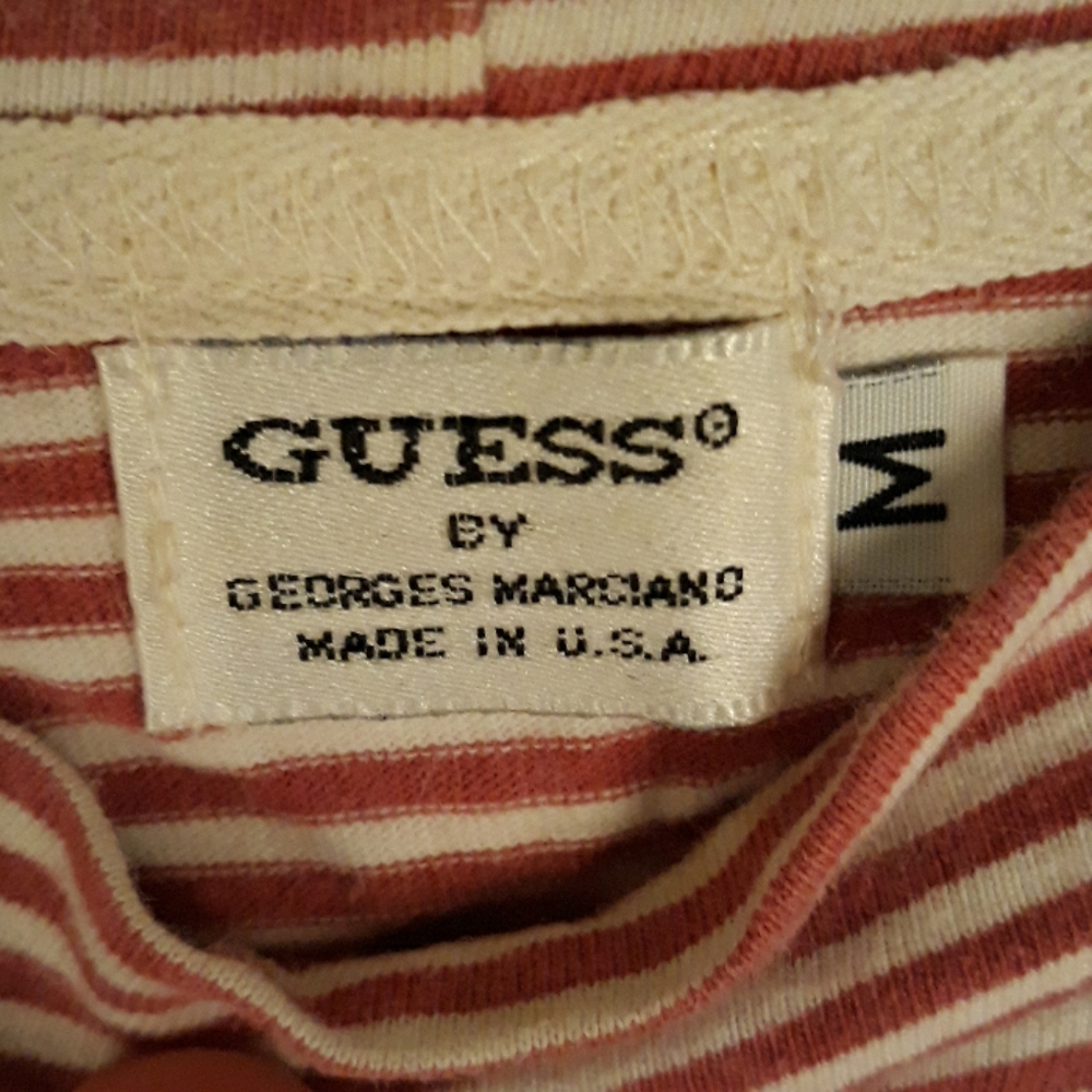 GUESS Vintage Rare Red Striped Shirt Asap Rocky Mens Medium Short Sleeve T Shirt - Picture 3 of 8